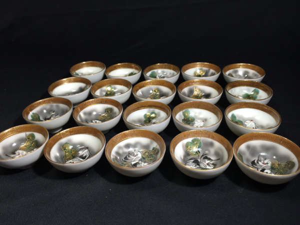 『陸遜』 D-4 九谷 猪口 酒器 まとめて20客 無傷_1