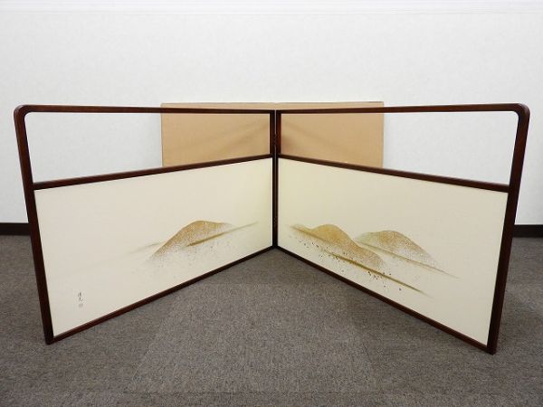 【美品】「母」 網代 利休梅 両面使い 上透かし 桑縁 風炉先屏風 紙箱 （⑨） 風炉先屏風 利休梅 桑縁 茶道具 元箱あり網代 両面使い 上透かし