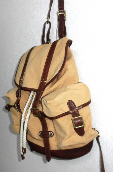 極美品 genten/ゲンテン 帆布キャンバス×レザー リュック(ゲンテン