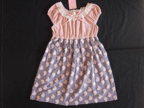 新品シャーリー ベロア うさぎ ワンピース 130　グレー