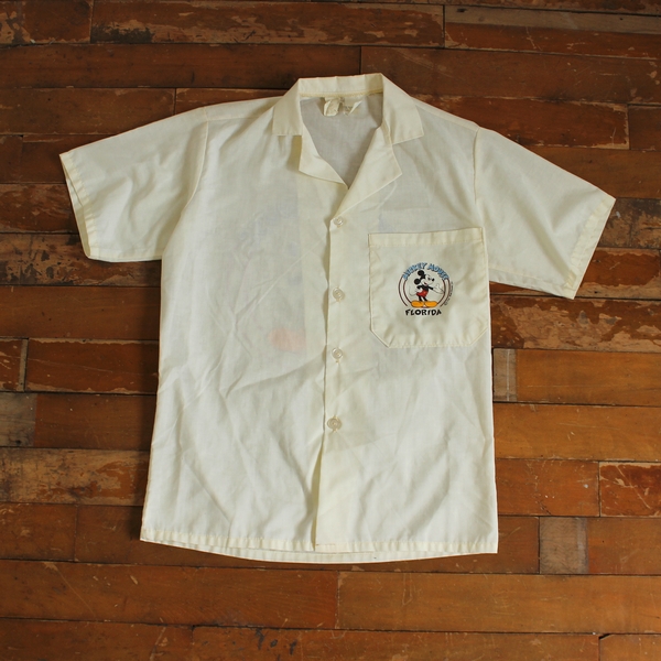 70s-80sビンテージ【ミッキーマウス】シャツS/KA1796ディズニー