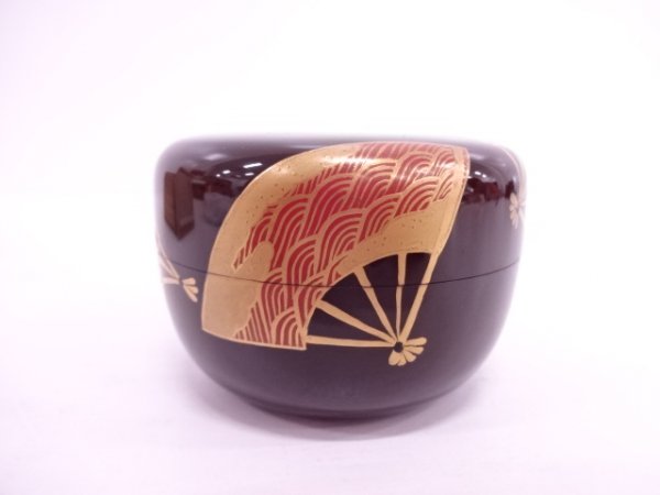 48685# 塗師哲山造 溜塗蒔絵扇面大平棗 2026年最新棗の人気