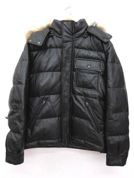 ポールスミス PAUL SMITH ダウンジャケット ラムレザー 黒 M