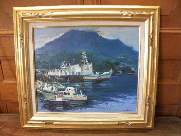 86 石倉豊 雨の尾鷲港 油彩 / 三重県 画家 アート 船 【公式通販】