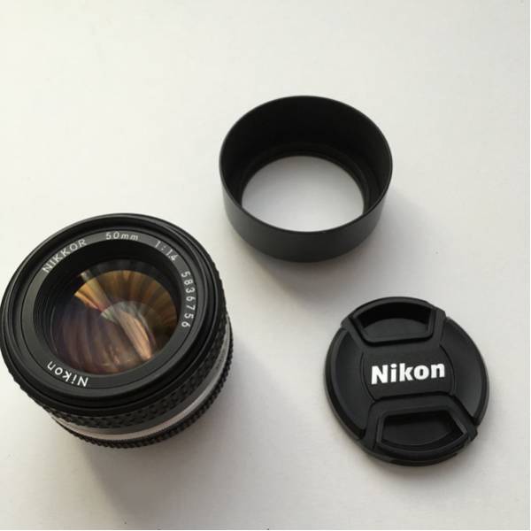 Nikon Ai 50mm F1.4 オールドレンズ スチールフード付き 閲覧頂き