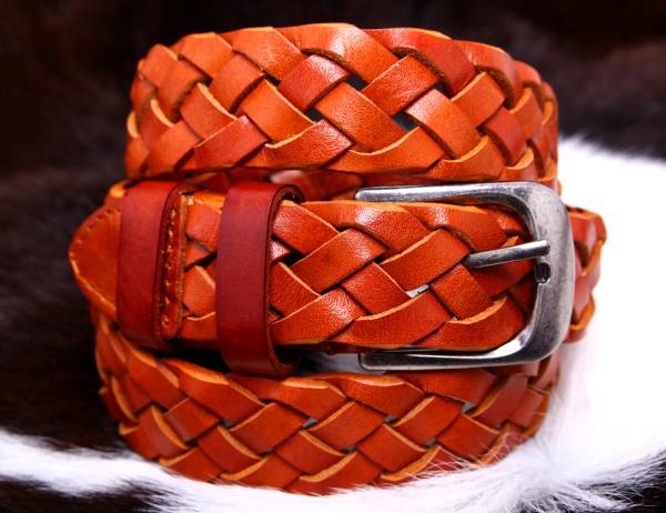 スタイリスト出品★320Cオールレザーメッシュベルト 茶本革編込