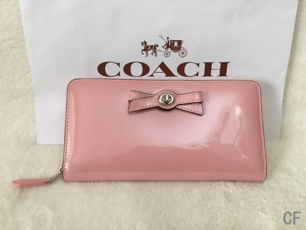 1円☆COACH ラウンドファスナー長財布 ピンクリボン F53415 新品