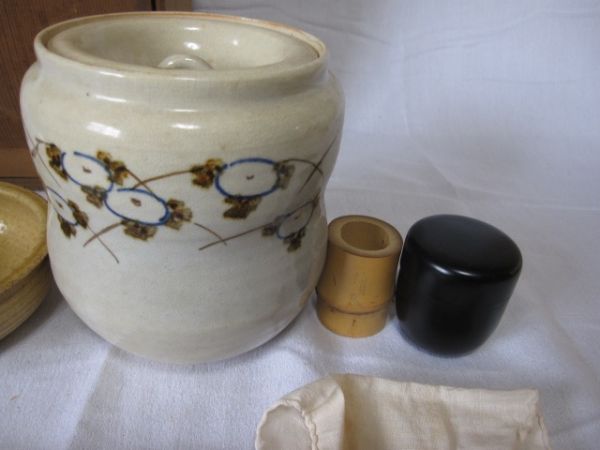☆蔵出し☆茶道具セット☆水指/建水/棗/柄杓☆短冊箱☆その2☆ 陶芸
