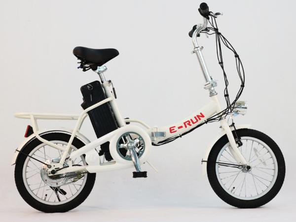 ①スタ E-RUN 16インチ 折り畳み フル電動自転車 ホワイト