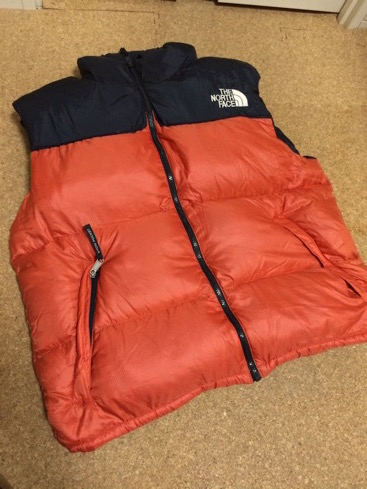 ★ノースフェイス 700フィル ヌプシ ダウンベスト 黒/オレンジ L