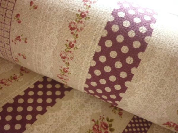 布地ws*計6.8m♪綿麻小花ドットレースストライプ