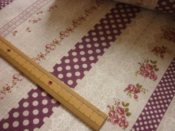 布地ws*計6.8m♪綿麻小花ドットレースストライプ