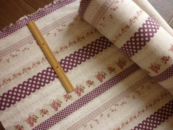 布地ws*計6.8m♪綿麻小花ドットレースストライプ