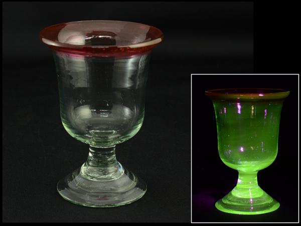 アイスクリームコップ（明治、大正時代） 骨董 時代ガラス 希少 金赤