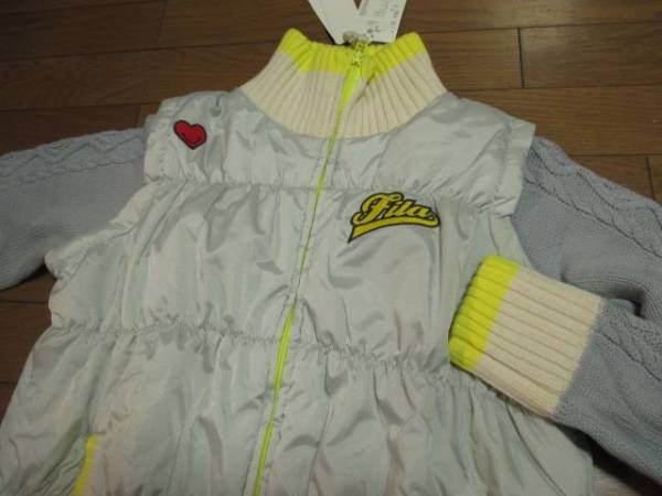 新品★FILAフィラ 撥水保温中綿ニット切替アウター Lグレー703
