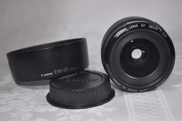 【美品】Canon EF 28mm F2.8 STM　フード付き ☆美 品☆Canon キャノン EF 28mm 1:2.8 フード付き キヤノン レンズ
