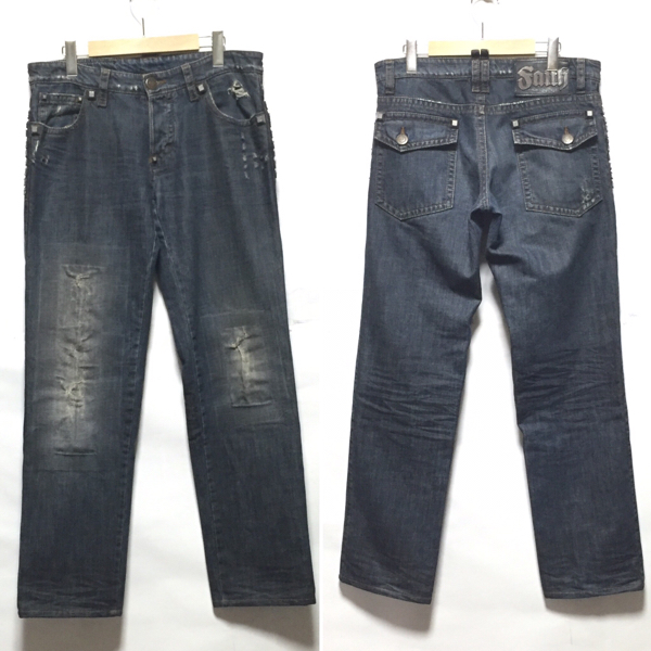 名作/dsquared2/スタッズ/クラッシュ/デニム/48/indigo/faith