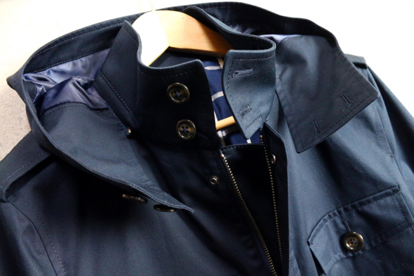 新品コムサメン高級コーティングコットンツイルコートS紺4.6万