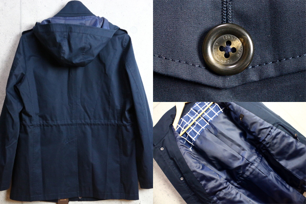 新品コムサメン高級コーティングコットンツイルコートS紺4.6万