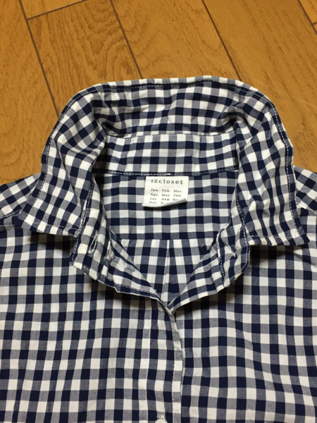 12closet 襟ワイヤー入りギンガムシャツ　ブルー／LEE福田真琴