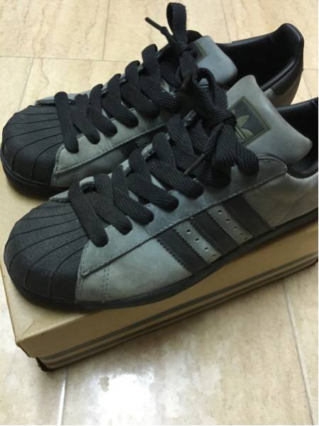 美品 ビンテージ adidas スーパースター ツートン 黒グレー 10