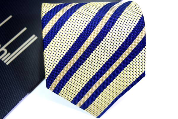 【試着程度】 dunhill ダンヒル 光沢織柄ストライプ ネクタイ