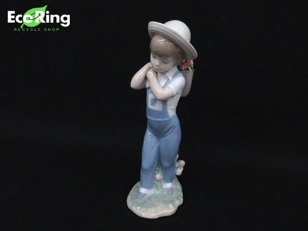 ●1円 美品 リヤドロ 1286 かごいっぱいのバラ 少年 置物 HE213