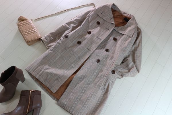 エクリュフィル ecruefil☆チェック柄のお洒落トレンチコート☆