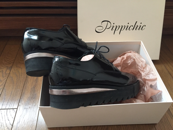 ピッピシックpippiブラック38ローファーレースアップ pippichic