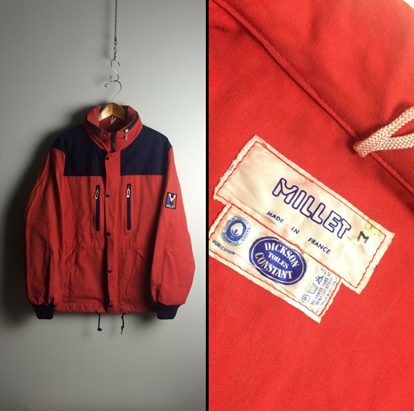 FRANCE製【MILLETミレー】80sビンテージ★厚手ジャケット 赤×紺
