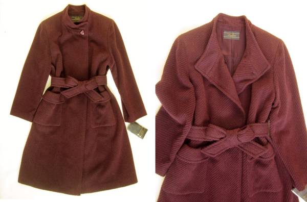 ◆新品◆レリアン Leilian コート ひざ丈 ボルドー アルパカ混