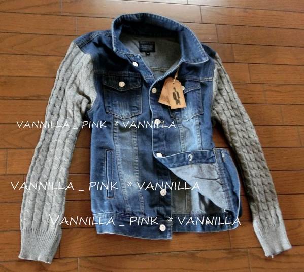 x73-新品*　Ｇジャン＆　袖ニットドッキング　ジャケット*XXL