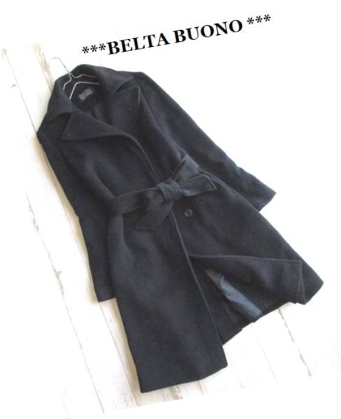 高級 BELTA BUONO 上質アンゴラウールコート 黒 9 * BELTABUONO