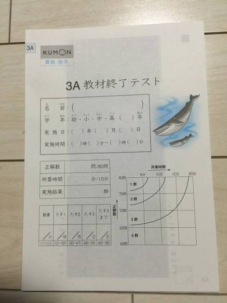 くもん 公文 プリント 算数 3A 未記入 200枚 おまけ付☆ 問題集 本