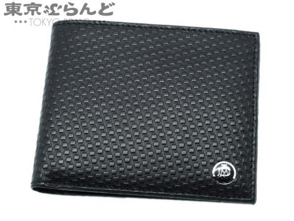 101187512★ダンヒル レザー 二つ折り札入れ 財布 黒 新同品