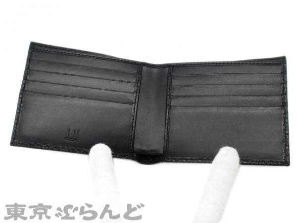 101187512★ダンヒル レザー 二つ折り札入れ 財布 黒 新同品