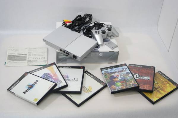 【動作品】PS2 プレステ2 本体フルセット＋ソフト7本 シルバー