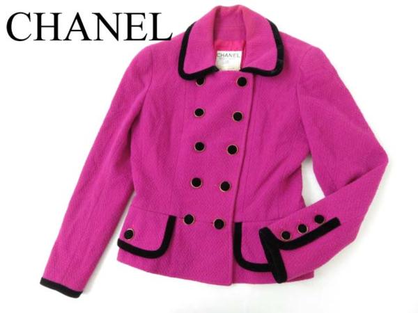 仏製◎シャネル ヴィンテージ ツイードジャケット ピンク 38