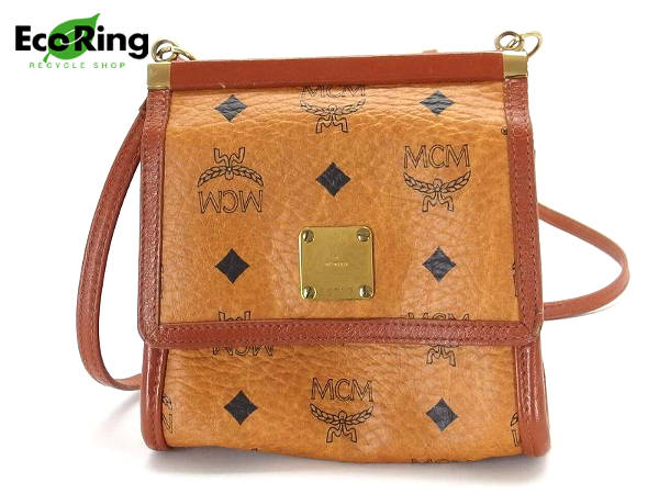 1円 MCM ロゴ 総柄 レザー ポシェット ショルダーバッグ BV134
