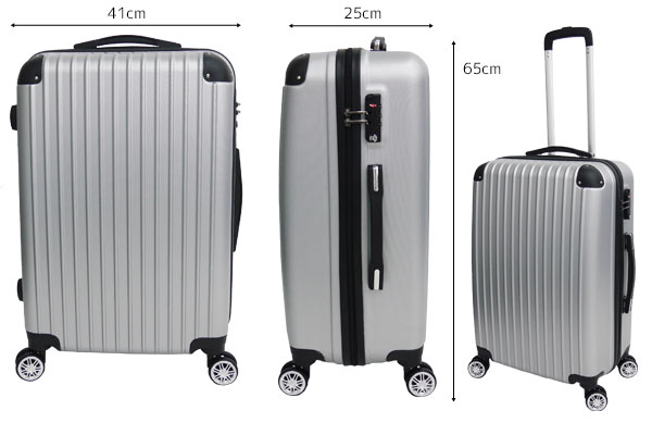 新●M 中型 ABS素材 スーツケース トラベルバッグ シルバー M