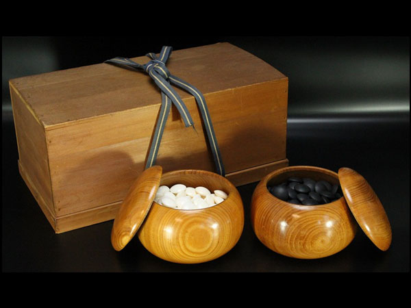 囲碁碁石本蛤那智黒石碁笥箱入旧家蔵出(E566) 囲碁