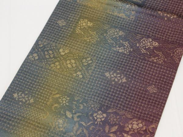 未使用品 袋帯 本泥染 リバーシブル 六通柄 正絹 A716 未使用品 袋帯 本泥染 リバーシブル 六通柄 正絹 A716