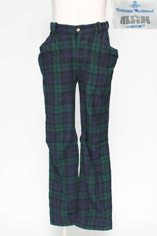 MAN タータンチェック変形ウールパンツ ヴィヴィアン