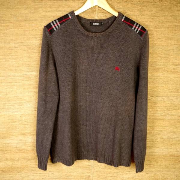 「BURBERRY BLACK LABEL」ニット編みセーター（グレー）