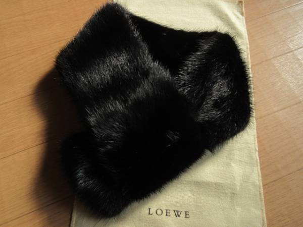 即決LOEWEロエベ☆ミンクファーマフラーティペット/ブラック LOEWE
