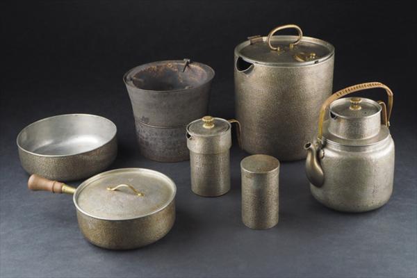 夢工房】奥村管次作錫銅鎚痕煎茶具一揃 江戸時期