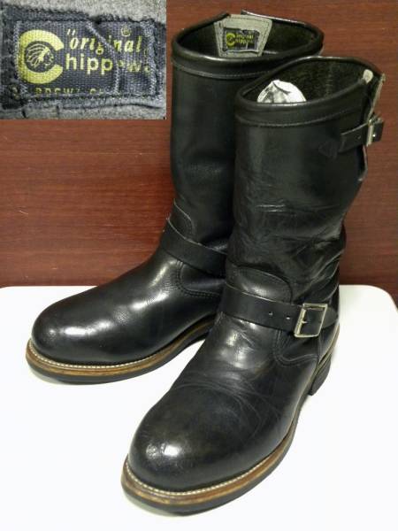 USA製 95年製 PT91茶芯 黒タグ チペワ エンジニア ブーツ 黒 9 E 