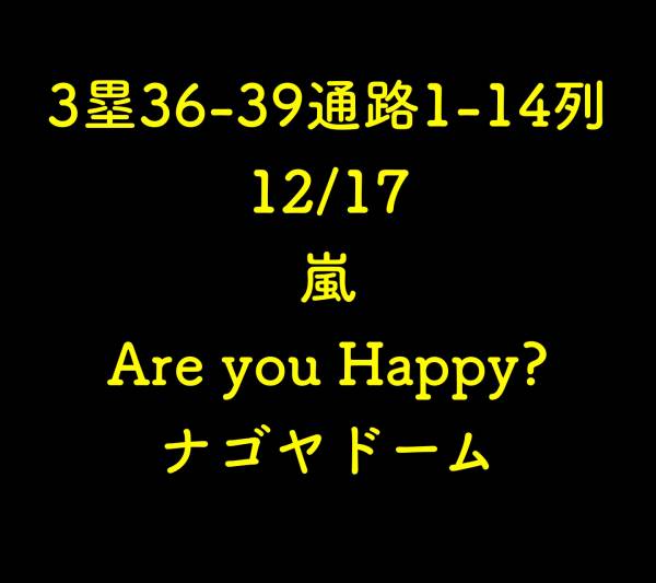 3塁36-39通路1-14列 12/17 嵐 Are you Happy? ナゴヤドーム
