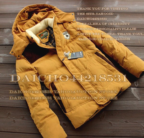 訳あり■JEEP メンズ フード ダウンジャケット黄/L→2XL(ゆとり