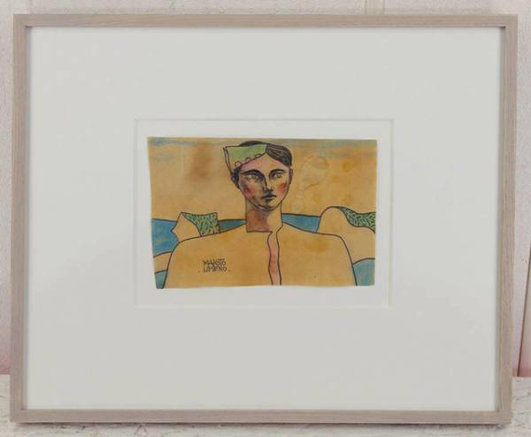 ◇梅野亮 「遠くへ行きたい～」 額装 真作 青木繁 小杉小次郎(人物画 